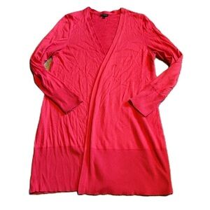 Talbots Vibrant Pink Long Cardigan Large Long No Closure Sweater